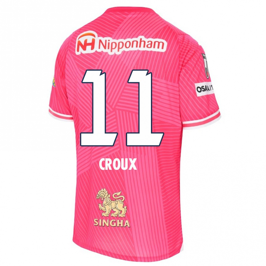 Kids Football Jordy Croux #11 Pink White Home Jersey 2024/25 T-Shirt Nz