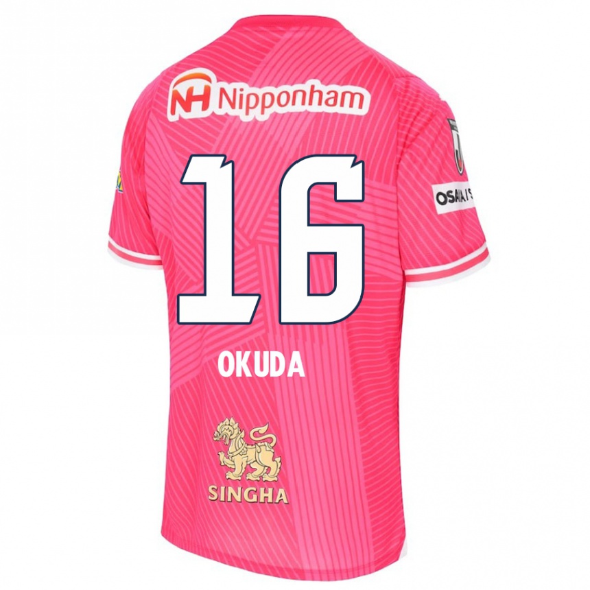 Kids Football Hayato Okuda #16 Pink White Home Jersey 2024/25 T-Shirt Nz