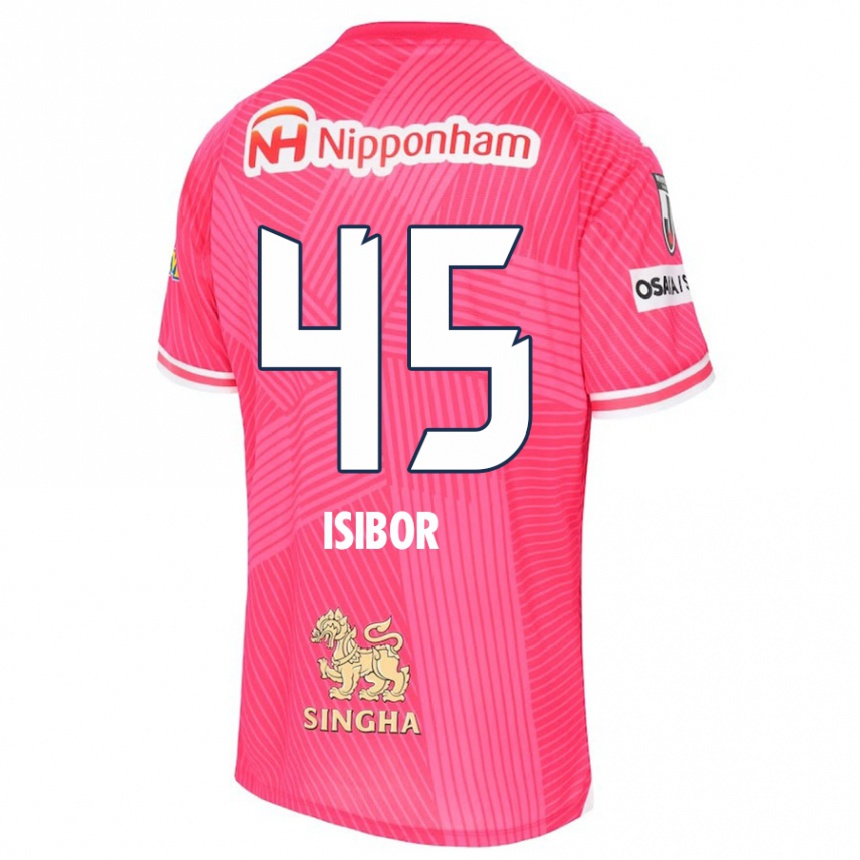 Kids Football Ken Isibor #45 Pink White Home Jersey 2024/25 T-Shirt Nz