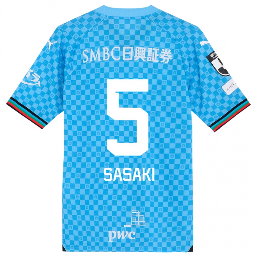 Kids Football Asahi Sasaki #5 Azure Blue Home Jersey 2024/25 T-Shirt Nz