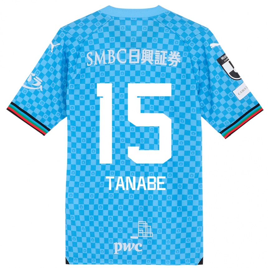 Kids Football Shuto Tanabe #15 Azure Blue Home Jersey 2024/25 T-Shirt Nz