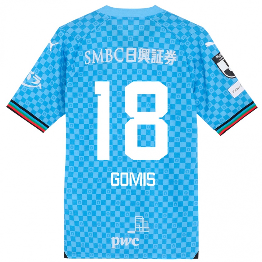 Kids Football Bafétimbi Gomis #18 Azure Blue Home Jersey 2024/25 T-Shirt Nz