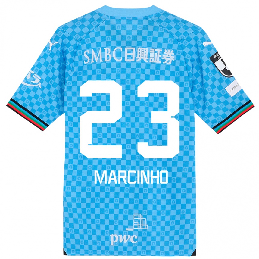 Kids Football Marcinho #23 Azure Blue Home Jersey 2024/25 T-Shirt Nz