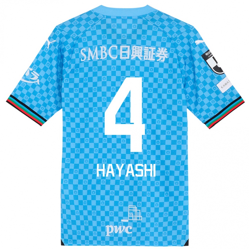 Kids Football Shunsuke Hayashi #4 Azure Blue Home Jersey 2024/25 T-Shirt Nz