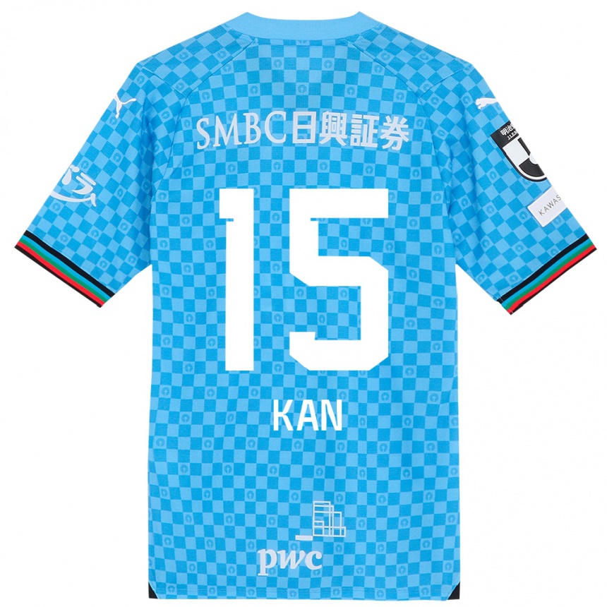 Kids Football Noriharu Kan #15 Azure Blue Home Jersey 2024/25 T-Shirt Nz