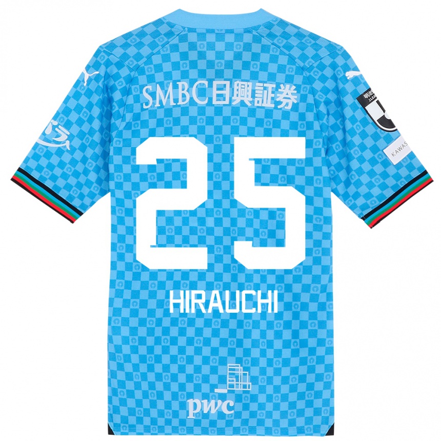 Kids Football Issei Hirauchi #25 Azure Blue Home Jersey 2024/25 T-Shirt Nz