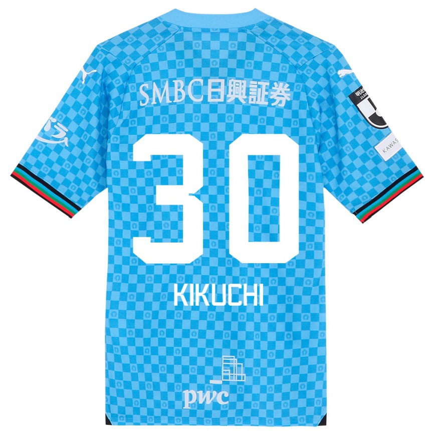 Kids Football Kyo Kikuchi #30 Azure Blue Home Jersey 2024/25 T-Shirt Nz