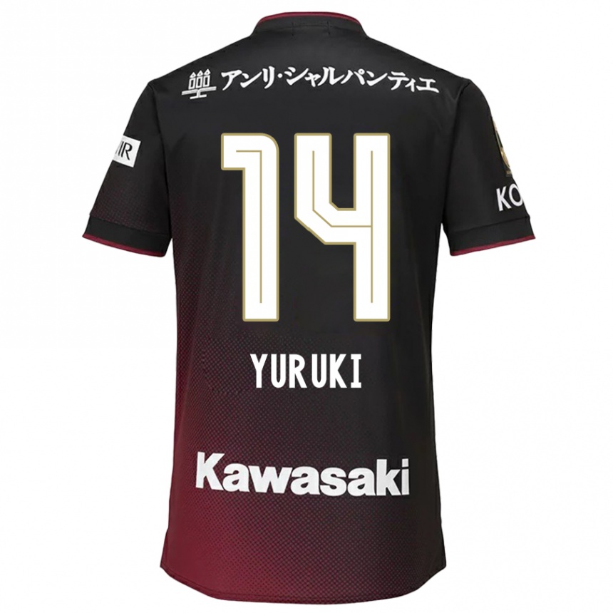 Kids Football Koya Yuruki #14 Black Red Home Jersey 2024/25 T-Shirt Nz