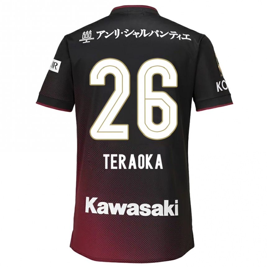 Kids Football Yuma Teraoka #26 Black Red Home Jersey 2024/25 T-Shirt Nz