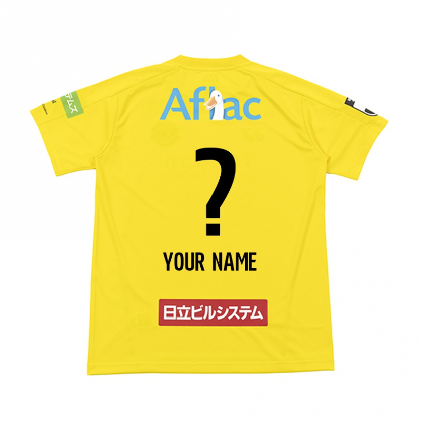 Kids Football Your Name #0 Yellow Black Home Jersey 2024/25 T-Shirt Nz