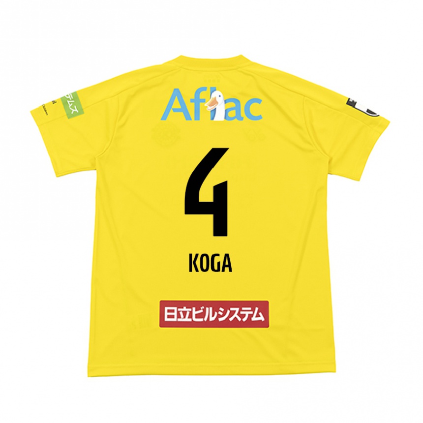 Kids Football Taiyo Koga #4 Yellow Black Home Jersey 2024/25 T-Shirt Nz