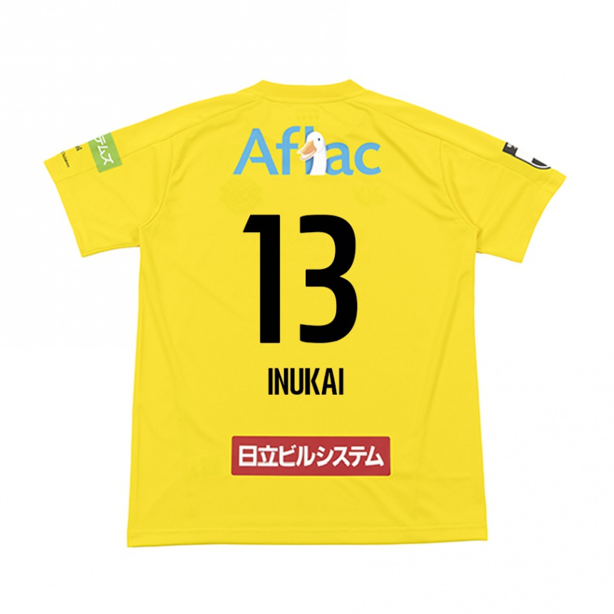 Kids Football Tomoya Inukai #13 Yellow Black Home Jersey 2024/25 T-Shirt Nz