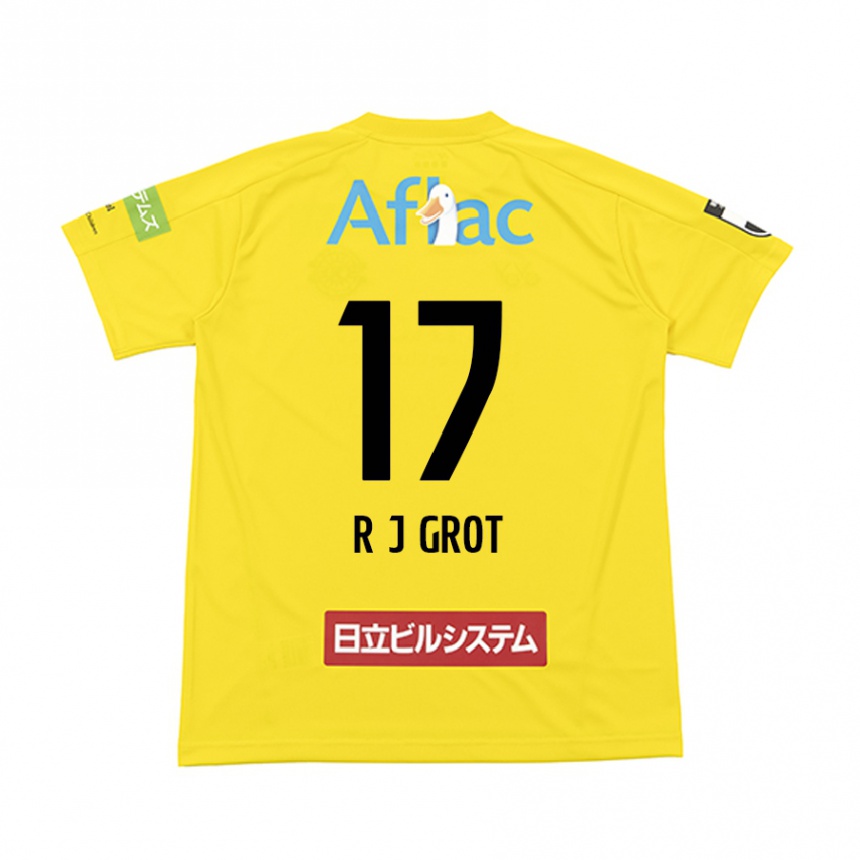 Kids Football Jay-Roy Grot #17 Yellow Black Home Jersey 2024/25 T-Shirt Nz