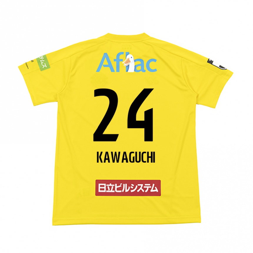 Kids Football Naoki Kawaguchi #24 Yellow Black Home Jersey 2024/25 T-Shirt Nz