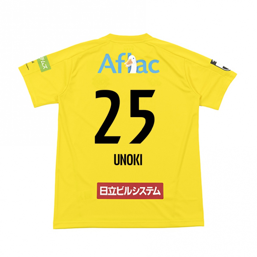 Kids Football Fumiya Unoki #25 Yellow Black Home Jersey 2024/25 T-Shirt Nz