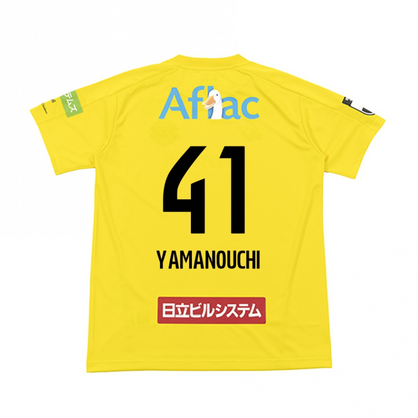 Kids Football Yusei Yamanouchi #41 Yellow Black Home Jersey 2024/25 T-Shirt Nz