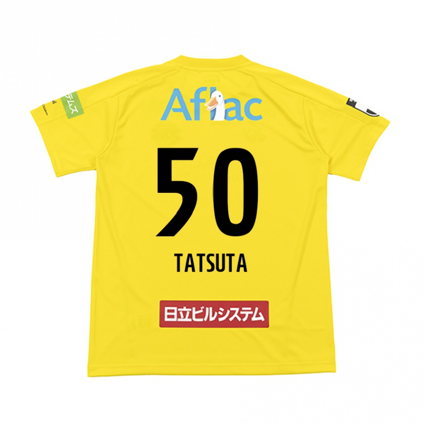 Kids Football Yugo Tatsuta #50 Yellow Black Home Jersey 2024/25 T-Shirt Nz