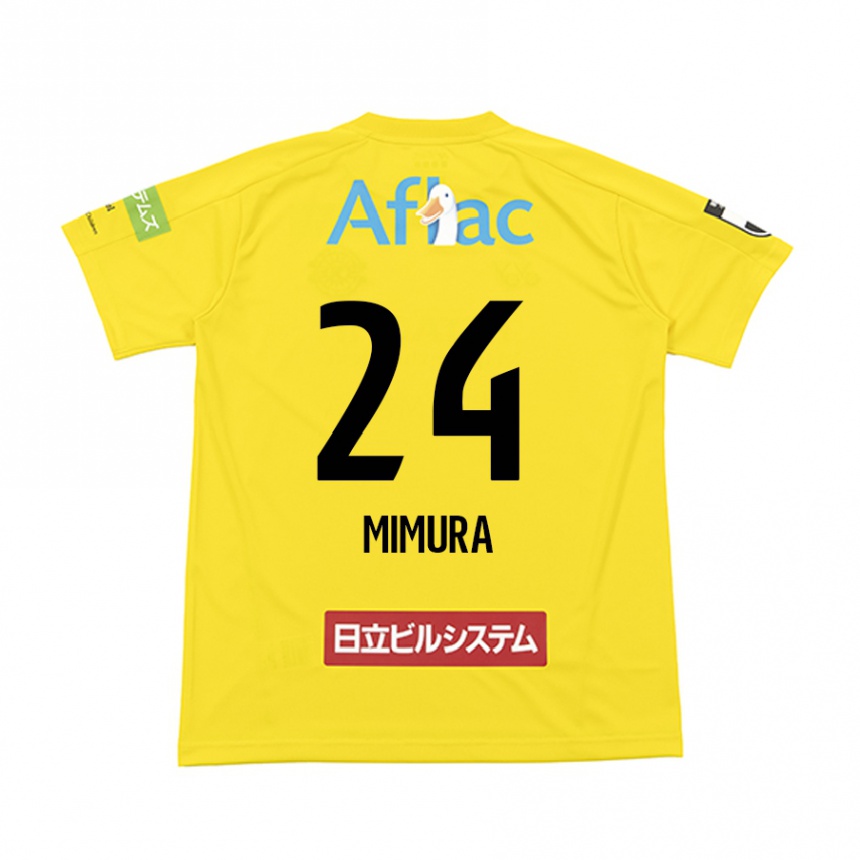 Kids Football Kaname Mimura #24 Yellow Black Home Jersey 2024/25 T-Shirt Nz