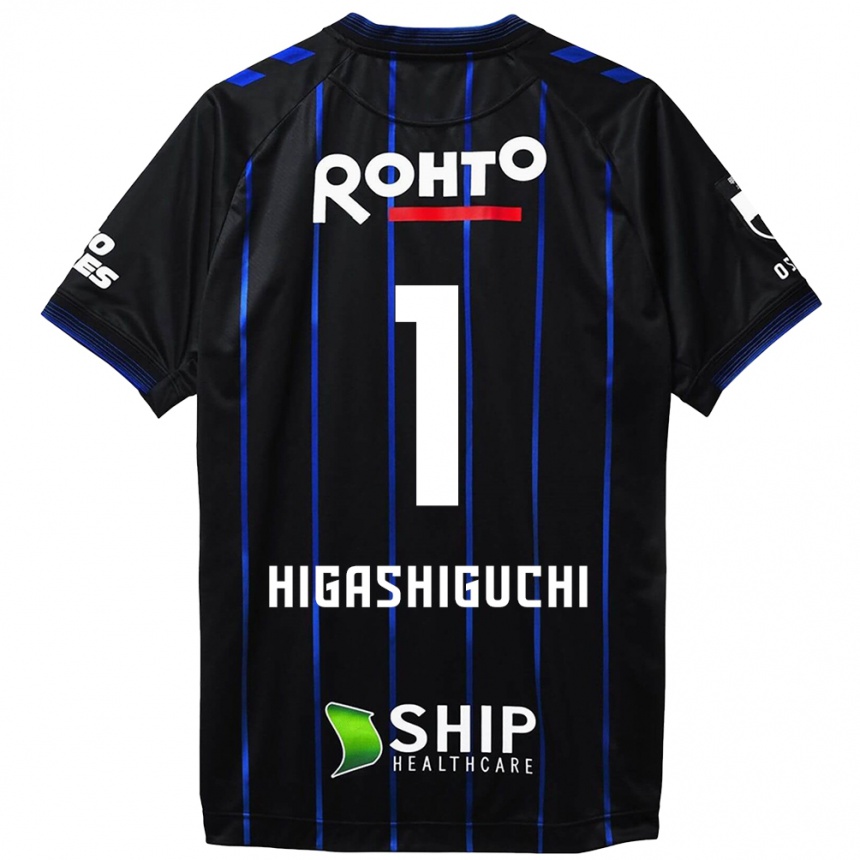 Kids Football Masaaki Higashiguchi #1 Black Blue Home Jersey 2024/25 T-Shirt Nz