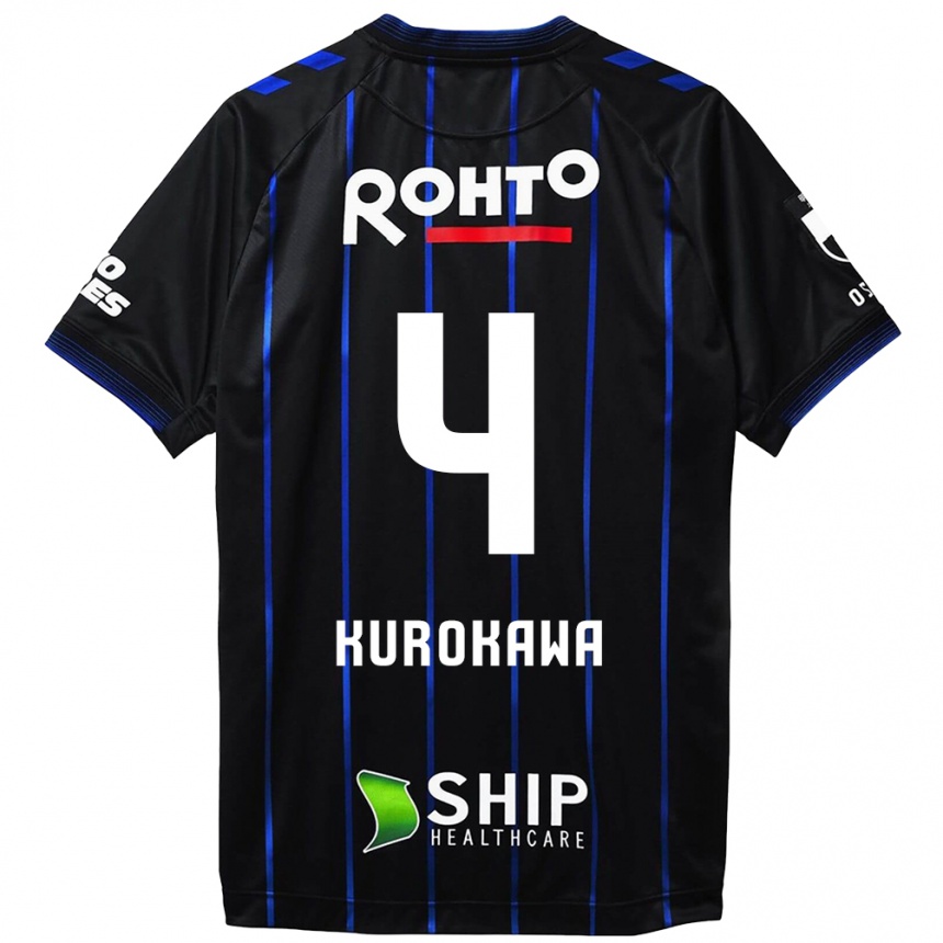 Kids Football Keisuke Kurokawa #4 Black Blue Home Jersey 2024/25 T-Shirt Nz