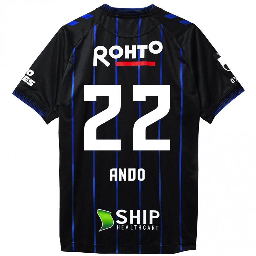 Kids Football Rikuto Ando #22 Black Blue Home Jersey 2024/25 T-Shirt Nz