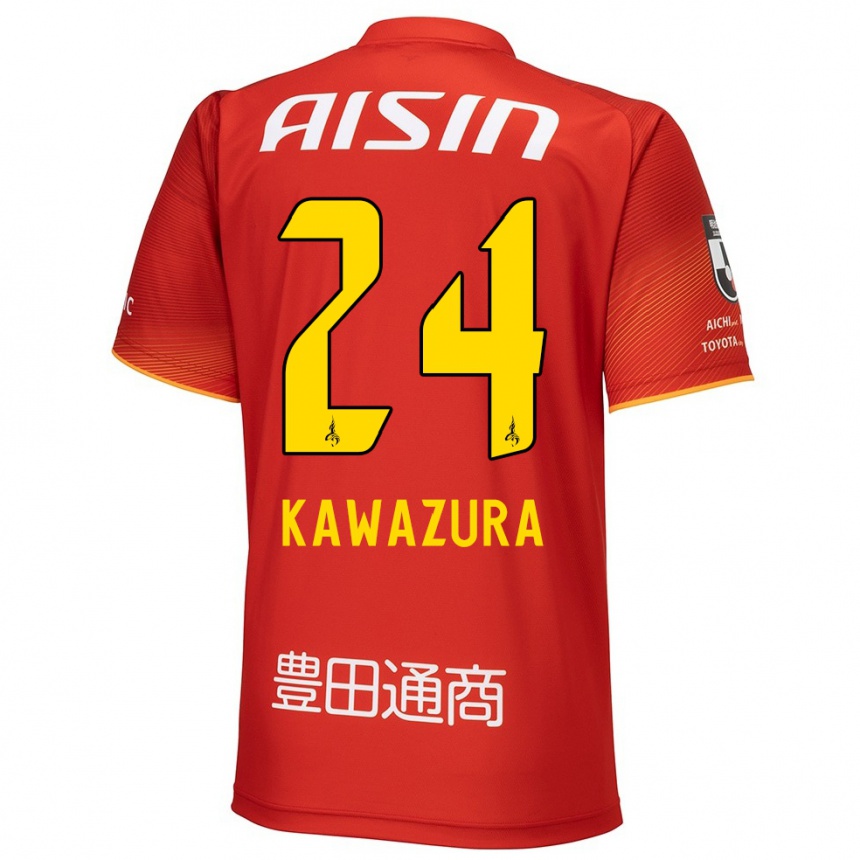 Kids Football Akinari Kawazura #24 Red White Yellow Home Jersey 2024/25 T-Shirt Nz