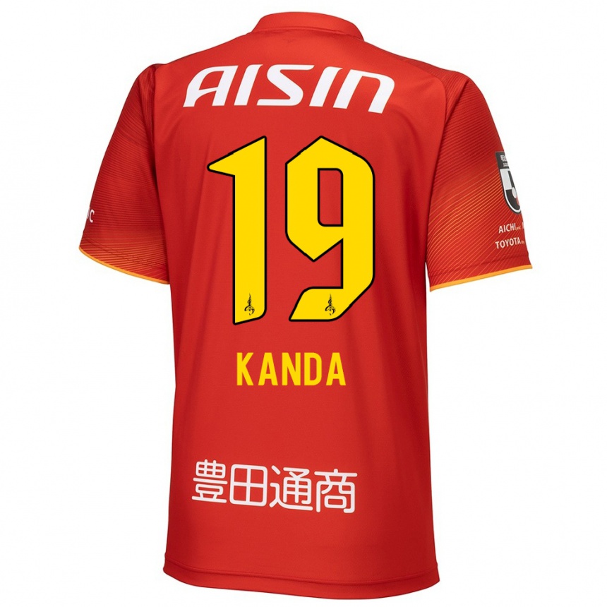 Kids Football Ryu Kanda #19 Red White Yellow Home Jersey 2024/25 T-Shirt Nz