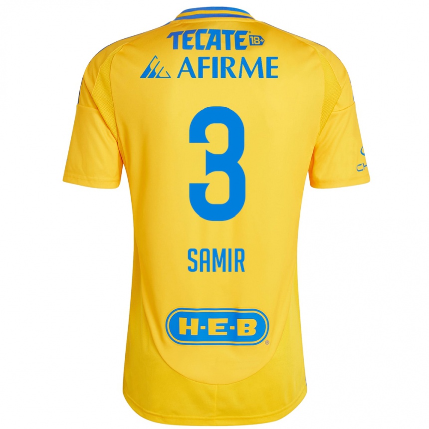 Kids Football Samir Caetano #3 Gold Yellow Home Jersey 2024/25 T-Shirt Nz