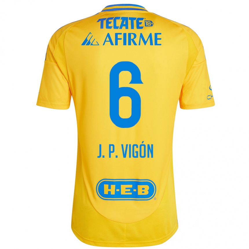 Kids Football Juan Pablo Vigón #6 Gold Yellow Home Jersey 2024/25 T-Shirt Nz