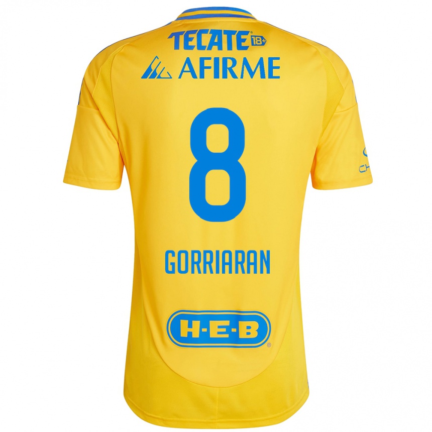 Kids Football Fernando Gorriarán #8 Gold Yellow Home Jersey 2024/25 T-Shirt Nz