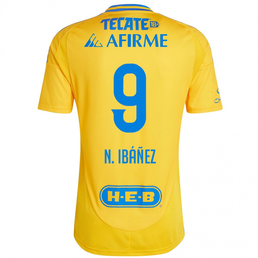 Kids Football Nicolás Ibáñez #9 Gold Yellow Home Jersey 2024/25 T-Shirt Nz