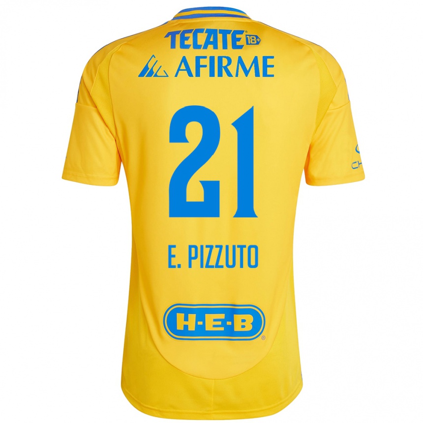 Kids Football Eugenio Pizzuto #21 Gold Yellow Home Jersey 2024/25 T-Shirt Nz