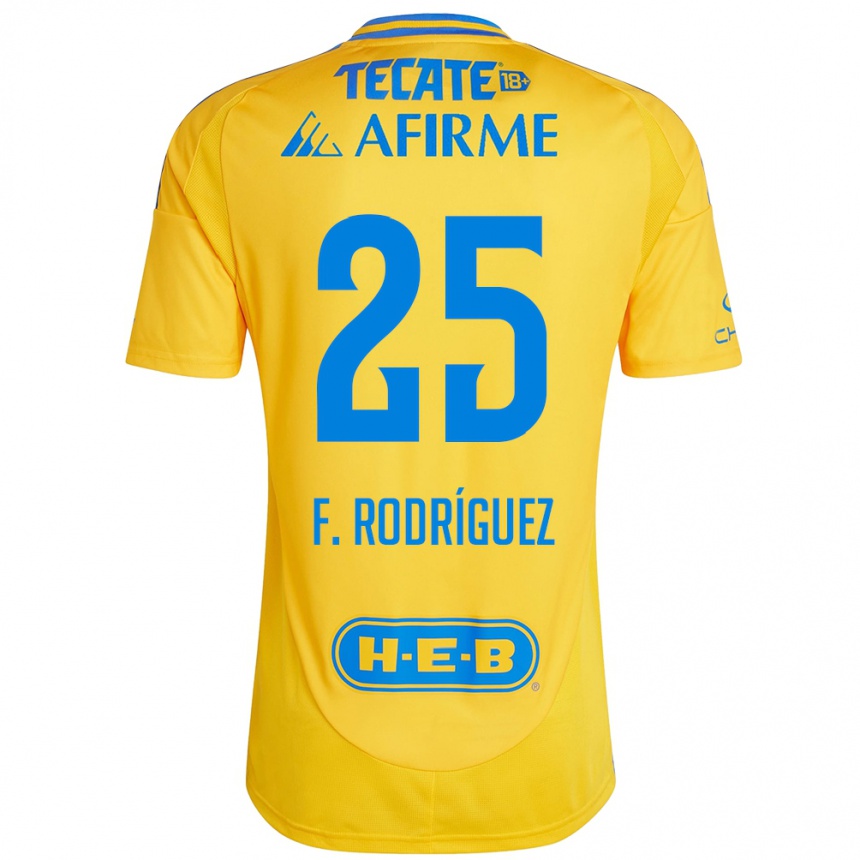 Kids Football Felipe Rodríguez #25 Gold Yellow Home Jersey 2024/25 T-Shirt Nz