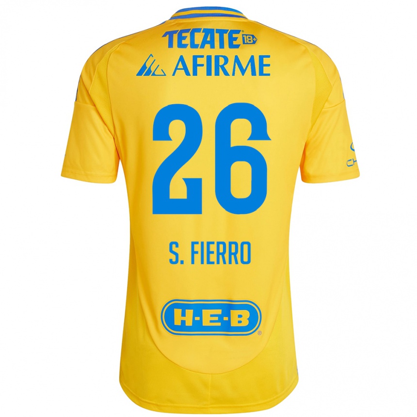 Kids Football Sebastián Fierro #26 Gold Yellow Home Jersey 2024/25 T-Shirt Nz