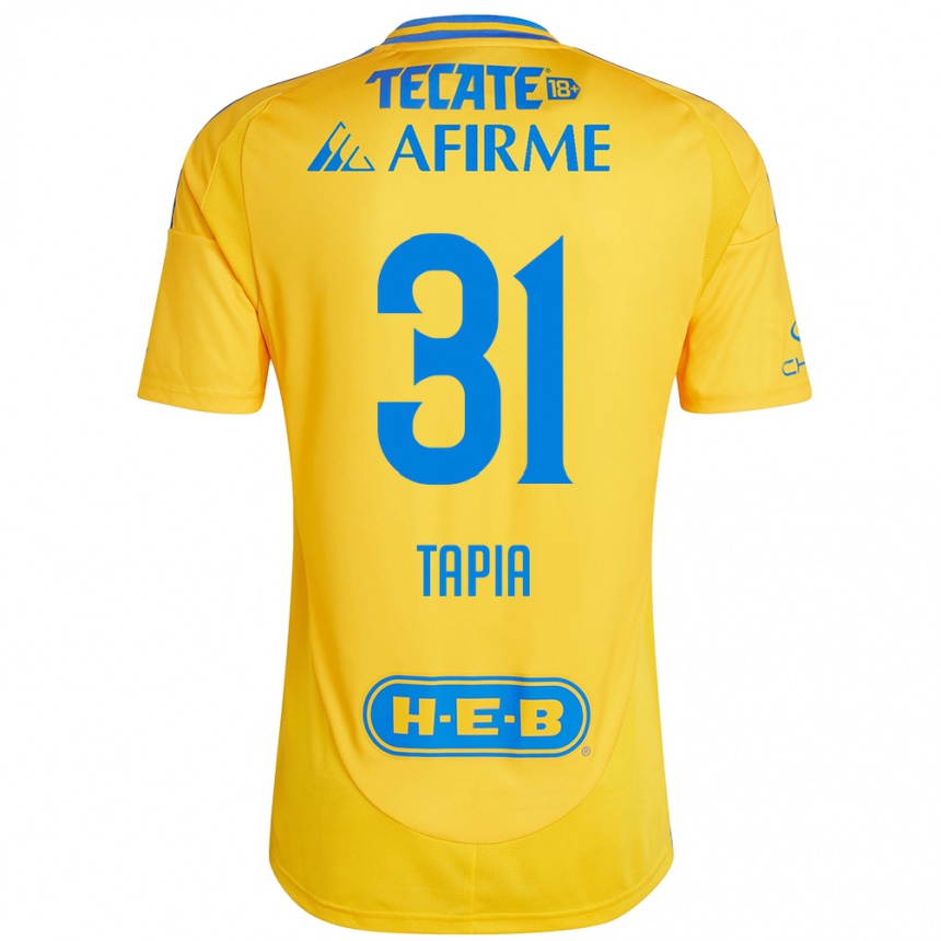 Kids Football Fernando Tapia #31 Gold Yellow Home Jersey 2024/25 T-Shirt Nz