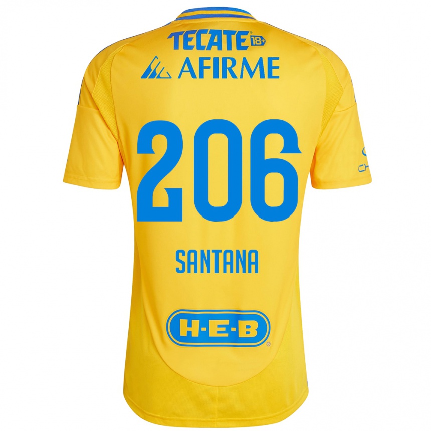 Kids Football Joel Santana #206 Gold Yellow Home Jersey 2024/25 T-Shirt Nz