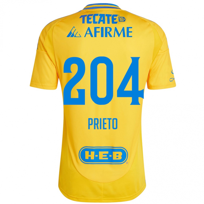 Kids Football Leonel Prieto #204 Gold Yellow Home Jersey 2024/25 T-Shirt Nz