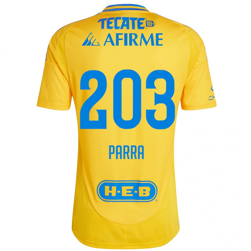 Kids Football Bernardo Parra #203 Gold Yellow Home Jersey 2024/25 T-Shirt Nz