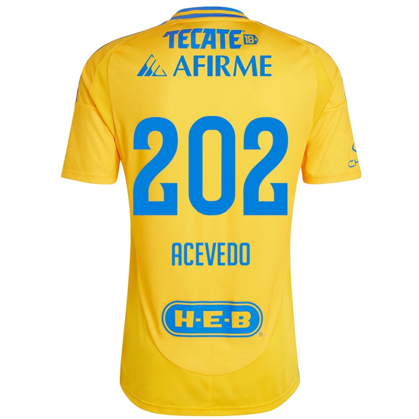 Kids Football José Acevedo #202 Gold Yellow Home Jersey 2024/25 T-Shirt Nz