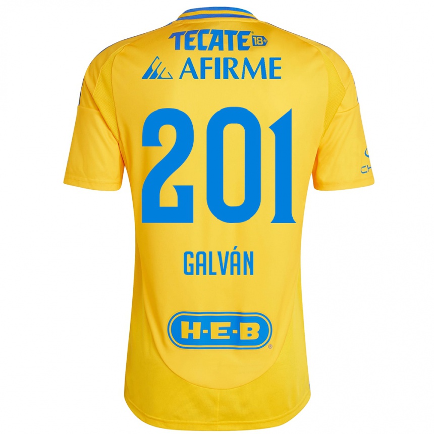 Kids Football Isac Galván #201 Gold Yellow Home Jersey 2024/25 T-Shirt Nz