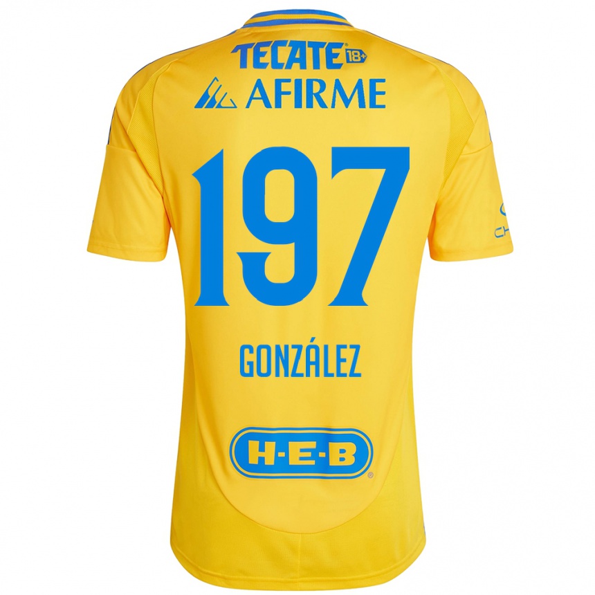 Kids Football Germán González #197 Gold Yellow Home Jersey 2024/25 T-Shirt Nz