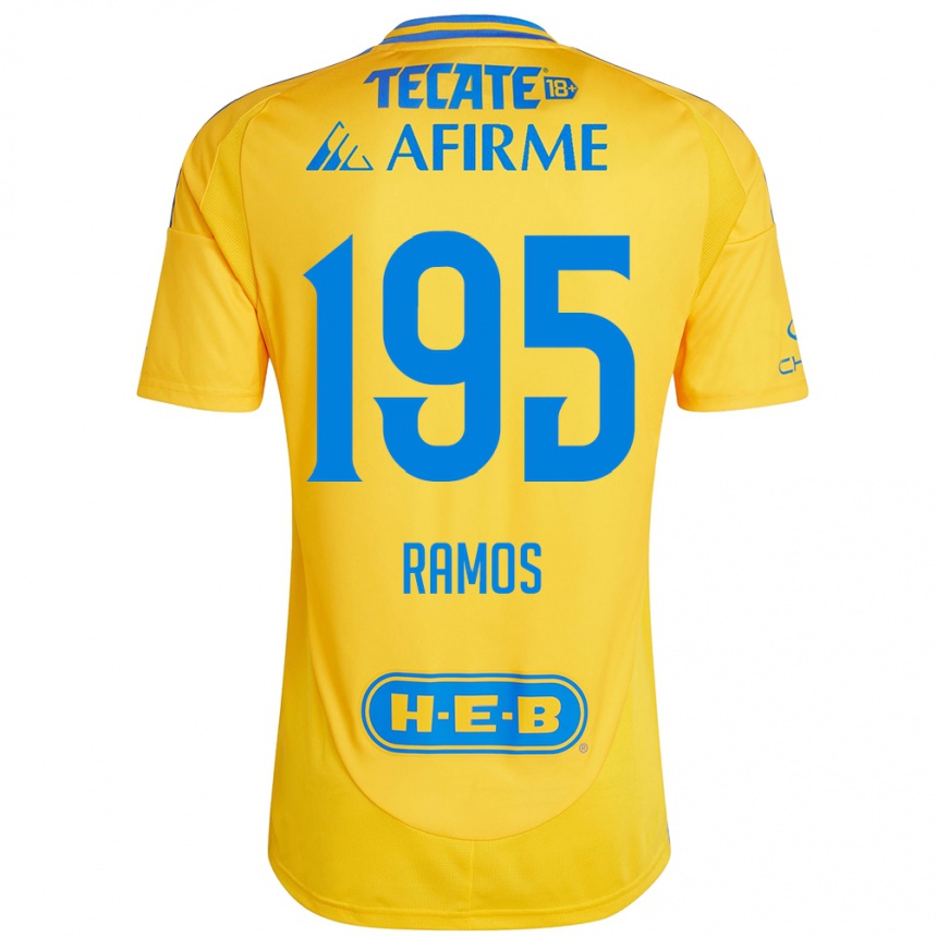 Kids Football Rodrigo Ramos #195 Gold Yellow Home Jersey 2024/25 T-Shirt Nz