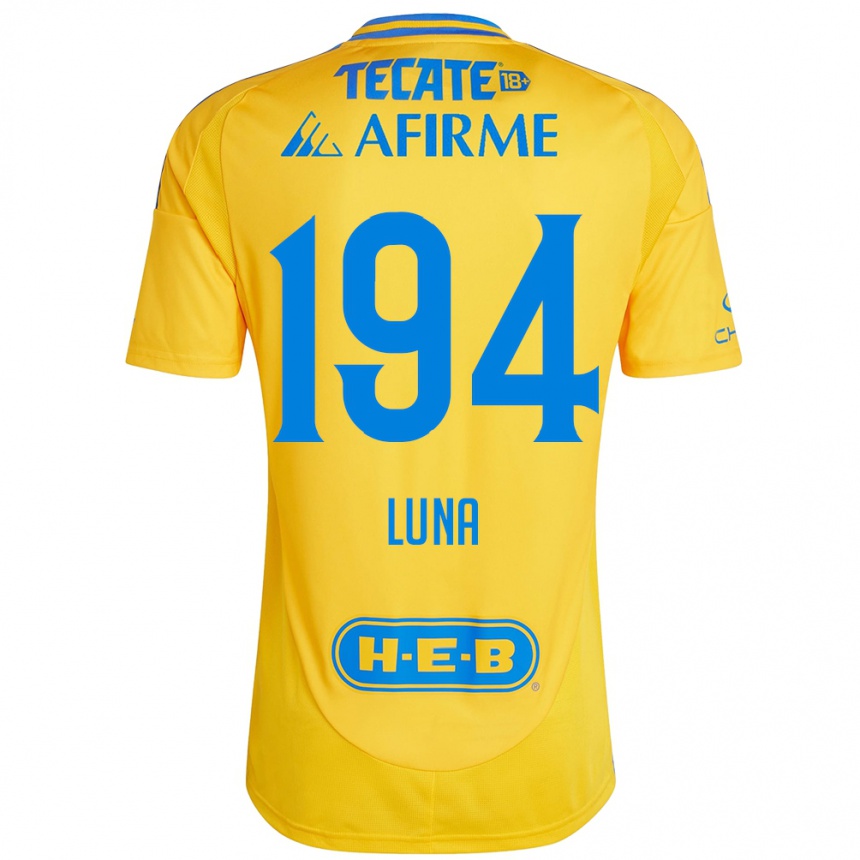 Kids Football Juan Luna #194 Gold Yellow Home Jersey 2024/25 T-Shirt Nz