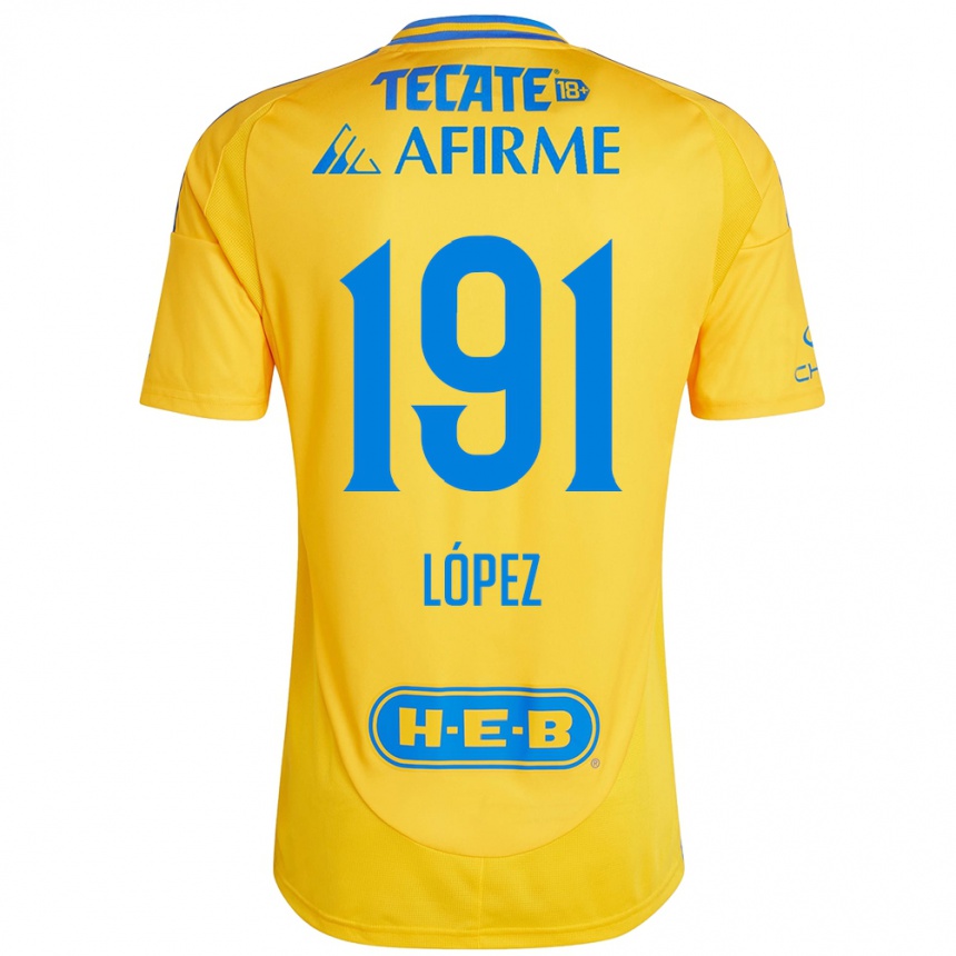 Kids Football Adrián López #191 Gold Yellow Home Jersey 2024/25 T-Shirt Nz