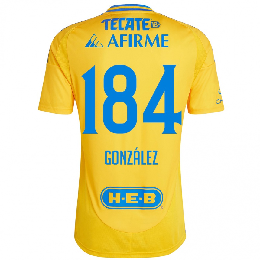 Kids Football Erick González #184 Gold Yellow Home Jersey 2024/25 T-Shirt Nz