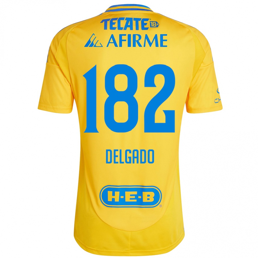 Kids Football Arturo Delgado #182 Gold Yellow Home Jersey 2024/25 T-Shirt Nz