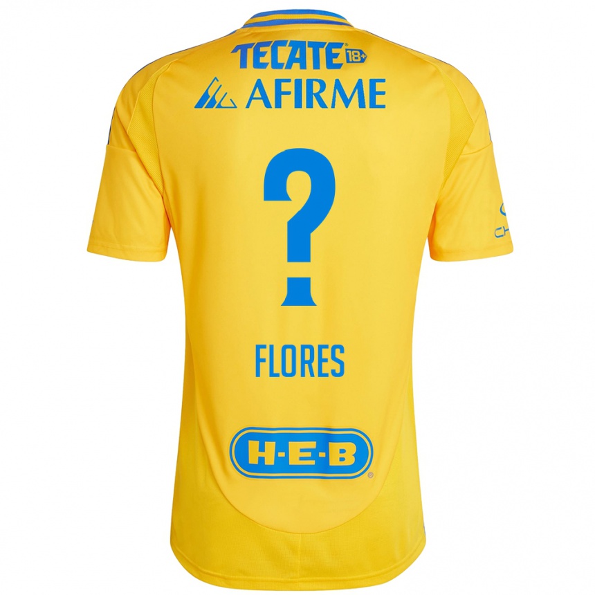 Kids Football Hernán Flores #0 Gold Yellow Home Jersey 2024/25 T-Shirt Nz