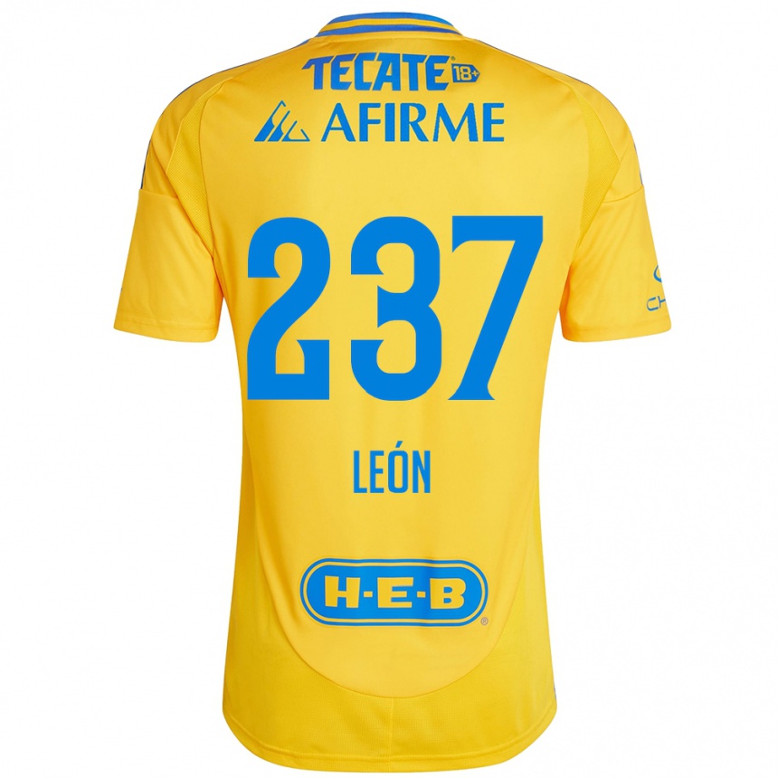 Kids Football Gabriel León #237 Gold Yellow Home Jersey 2024/25 T-Shirt Nz