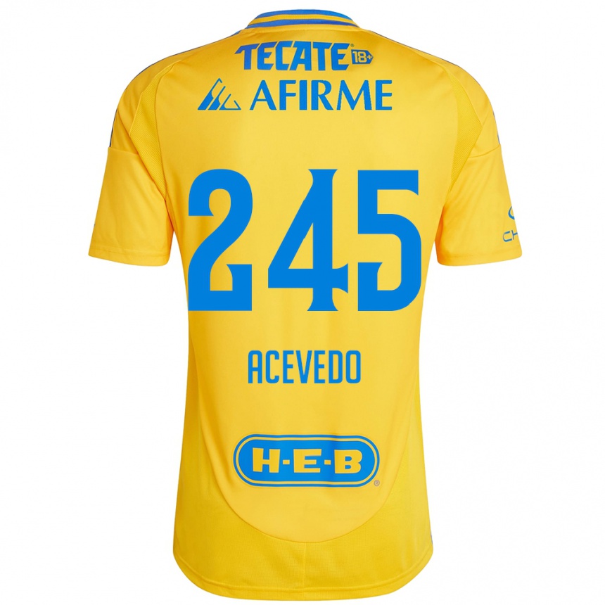 Kids Football Kevin Acevedo #245 Gold Yellow Home Jersey 2024/25 T-Shirt Nz