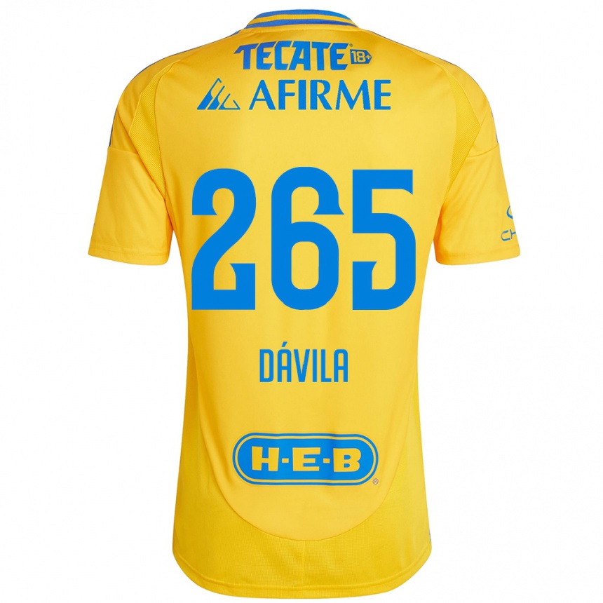 Kids Football Emiliano Dávila #265 Gold Yellow Home Jersey 2024/25 T-Shirt Nz